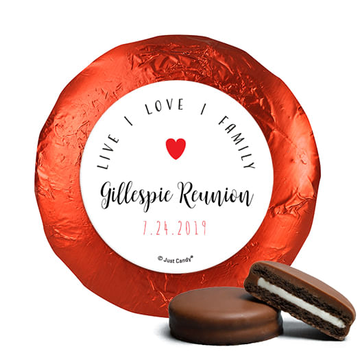 Personalized Family Reunion Live-Love-Family Chocolate Covered Oreos