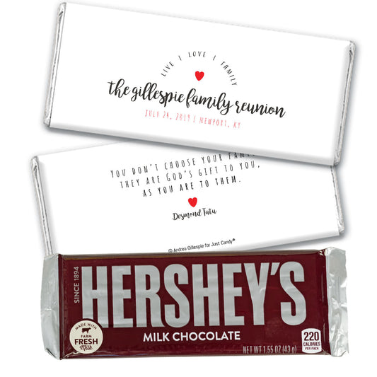 Personalized Family Reunion Live-Love-Family Hershey's Hershey's Milk Chocolate Bar & Wrapper