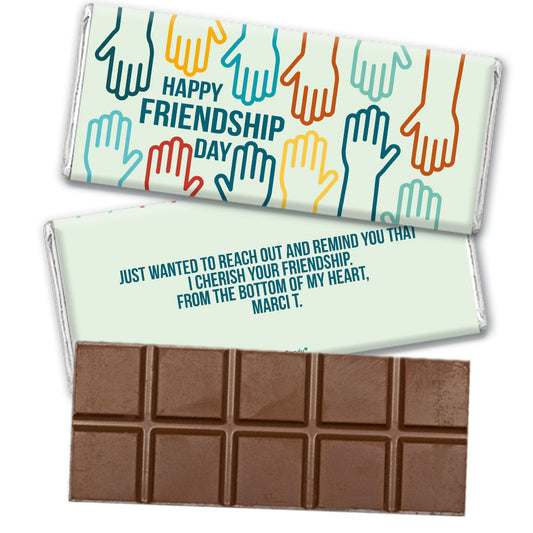 Personalized Happy Friendship Day Helping Hands Belgian Chocolate Bar