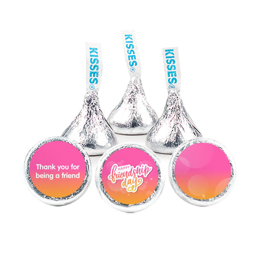 Personalized Happy Friendship Day Pink Bubbly Hershey's Kisses