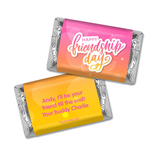 Personalized Happy Friendship Day Pink Bubbly Hershey's Miniatures