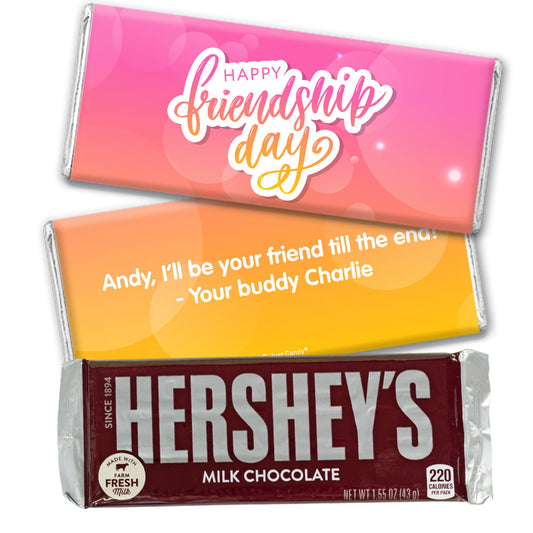 Personalized Happy Friendship Day Pink Bubbly Hershey's Milk Chocolate Bar