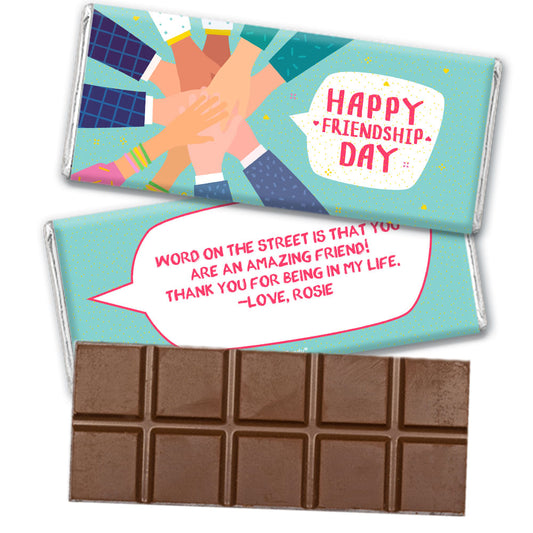 Personalized Happy Friendship Day Word Bubble Belgian Chocolate Bar