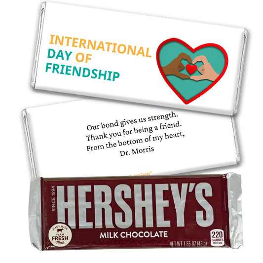 Personalized Happy Friendship Day Hand Heart Hershey's Milk Chocolate Bar