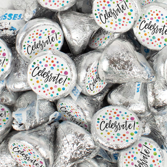 Assembled Celebrate Stickered Hershey's Kisses - 90 Kisses