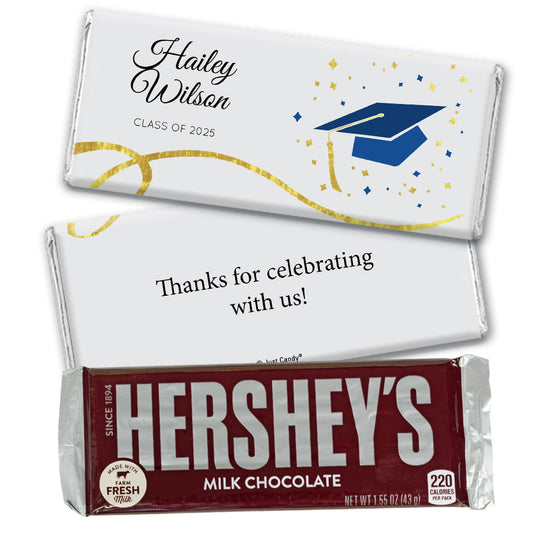 Graduation Personalized Hershey's Milk Chocolate Bar Cap & Confetti