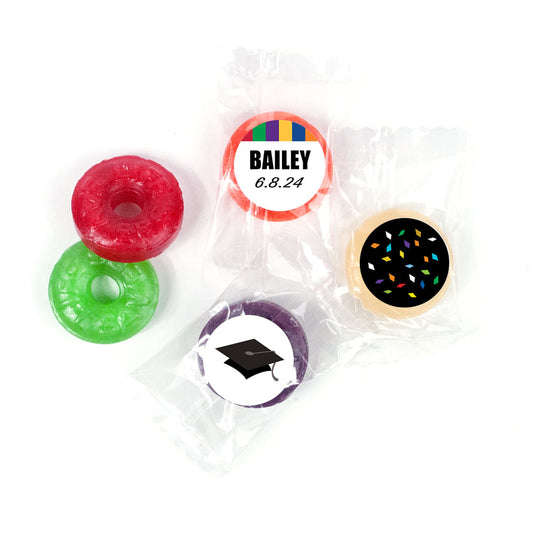 Graduation Personalized LifeSavers 5 Flavor Hard Candy Confetti Cap