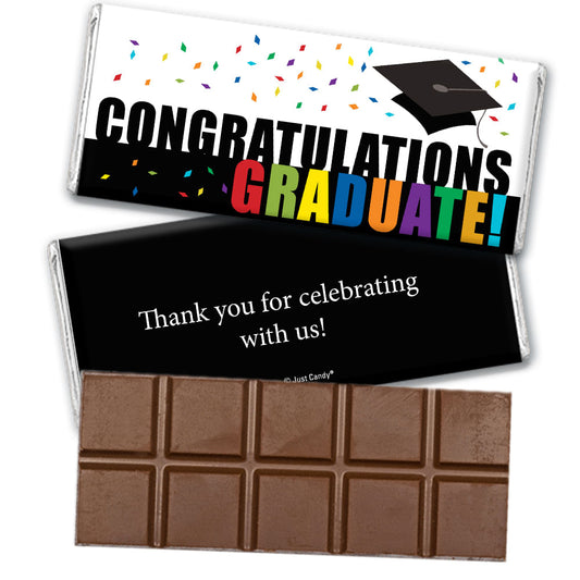 Graduation Personalized Belgian Chocolate Bar Confetti Celebration