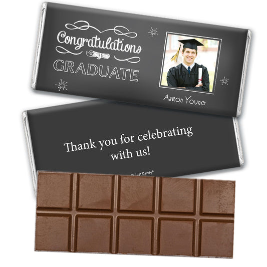 Graduation Personalized Belgian Chocolate Bar Chalkboard Photo