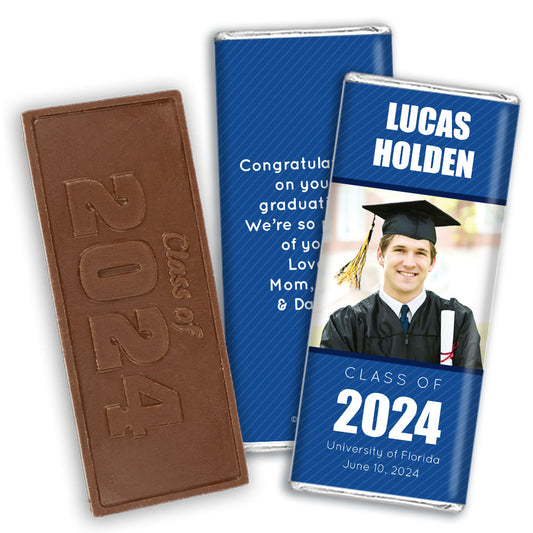 Graduation Personalized Embossed Chocolate Bar Pinstripes Photo