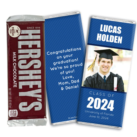 Graduation Personalized Hershey's Milk Chocolate Bar Pinstripes Photo