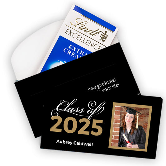 Deluxe Personalized Gold Graduation Class Of Lindt Chocolate Bar in Gift Box (3.5oz)