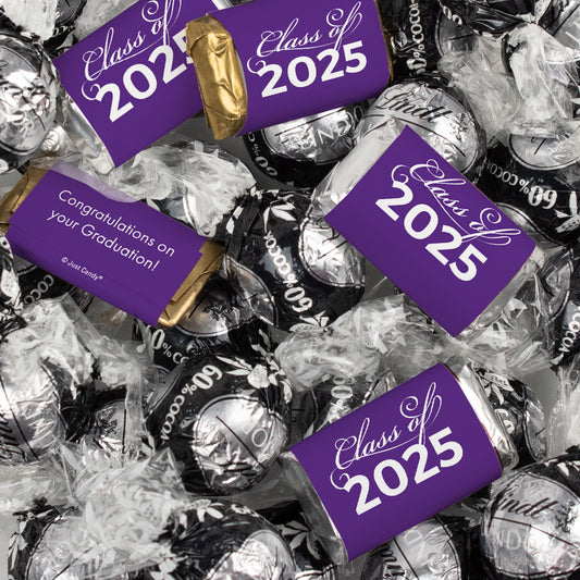 Purple Graduation Chocolate Mix - Hershey's Miniatures and Lindor Truffles - 77 Pieces