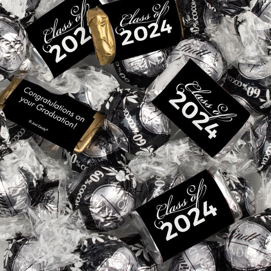 Black Graduation Chocolate Mix - Hershey's Miniatures and Lindor Truffles - 77 Pieces