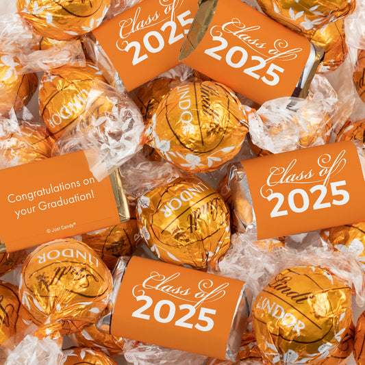 Orange Graduation Chocolate Mix - Hershey's Miniatures and Lindor Truffles - 77 Pieces