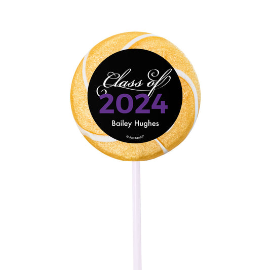 Personalized Graduation Script Small Gold Swirly Pop (24 Pack)