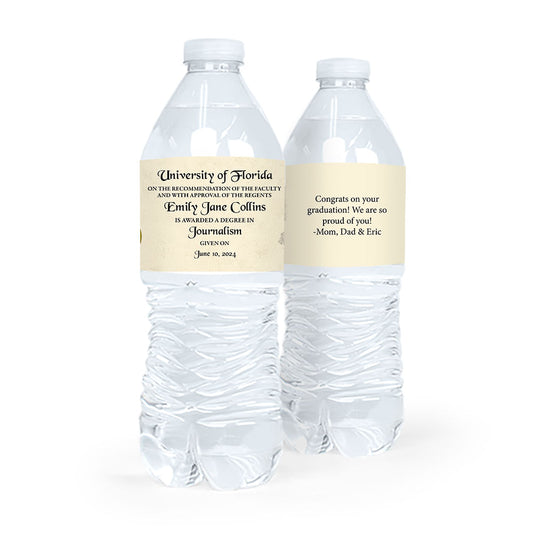 Personalized Graduation Diploma with Gold Seal Water Bottle Sticker Labels (5 Labels)