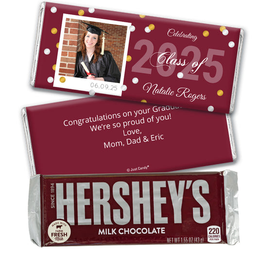 Maroon Graduation Personalized Hershey's Milk Chocolate Bar Polaroid Photo Confetti