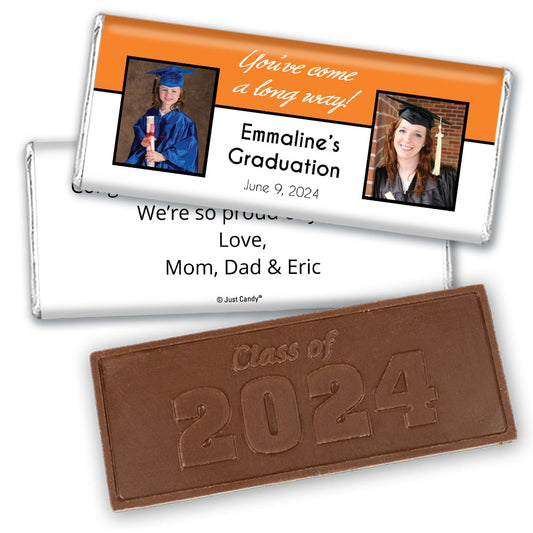 Graduation Personalized Embossed Chocolate Bar Then and Now Photos