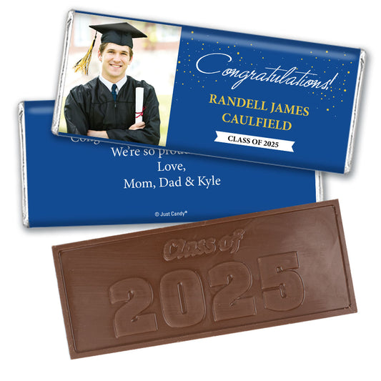 Graduation Personalized Embossed Chocolate Bar Confetti Photo