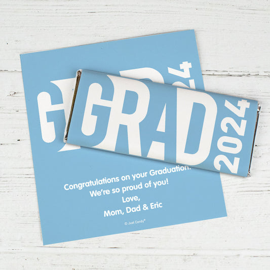 Graduation Personalized Chocolate Bar Wrappers "Grad" and Year