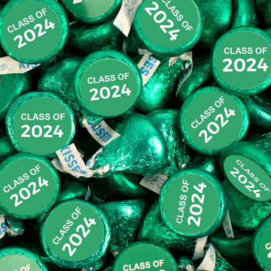 Assembled Green Graduation Class of Hershey's Kisses Candy 90ct - 14.4oz