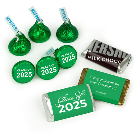 Green Graduation Candy Hershey's Kisses & Hershey's Miniatures for Party Favors