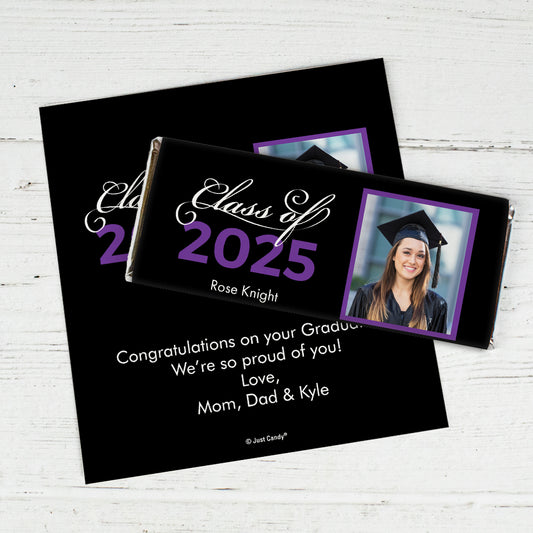 Personalized Purple Graduation Photo Class Of Chocolate Bar Wrappers Only