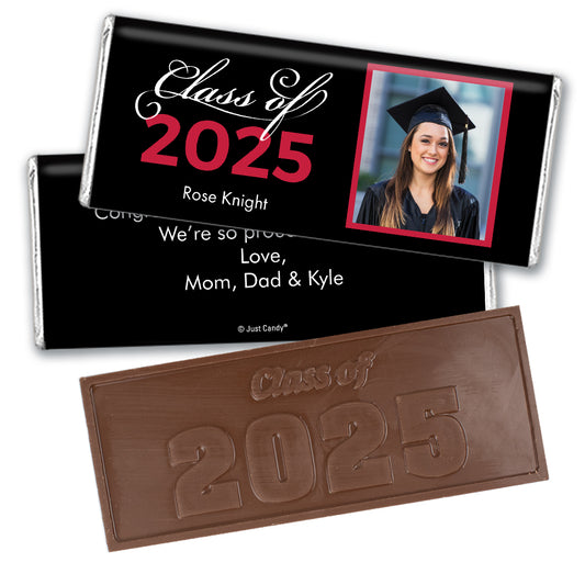 Red Graduation Personalized Embossed Chocolate Bar Photo Class Of