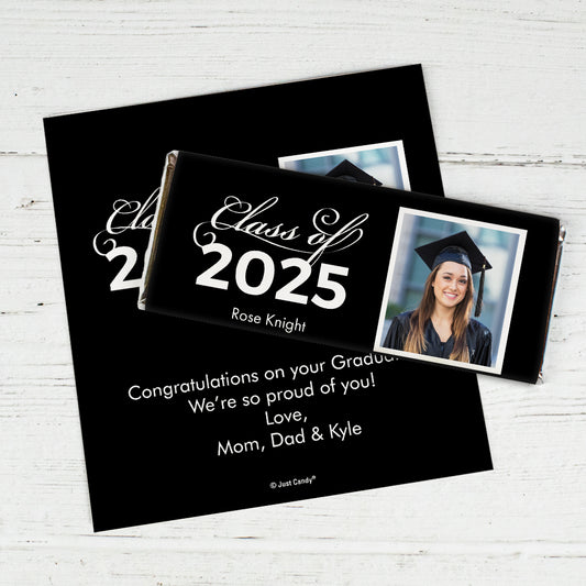 Personalized Black Graduation Photo Class Of Chocolate Bar Wrappers Only