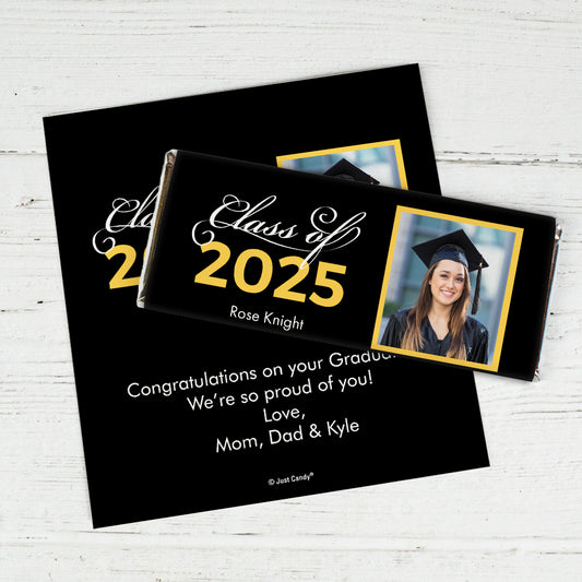 Personalized Yellow Graduation Photo Class Of Chocolate Bar Wrappers Only