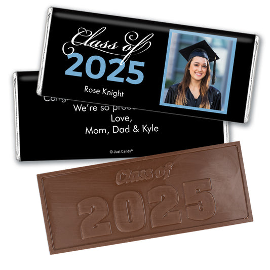 Light Blue Graduation Personalized Embossed Chocolate Bar Photo Class Of