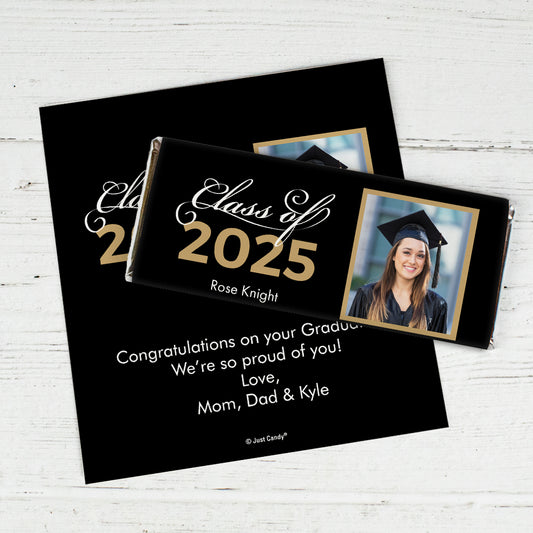 Personalized Gold Graduation Photo Class Of Chocolate Bar Wrappers Only