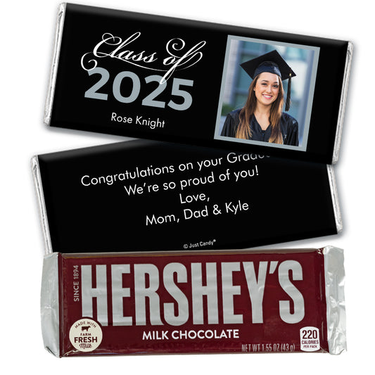 Silver Graduation Personalized Hershey's Milk Chocolate Bar Photo Class Of