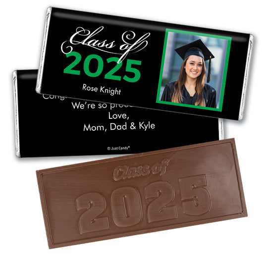 Green Graduation Personalized Embossed Chocolate Bar Photo Class Of