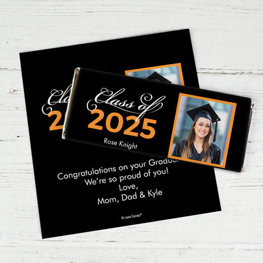 Personalized Orange Graduation Photo Class Of Chocolate Bar Wrappers Only