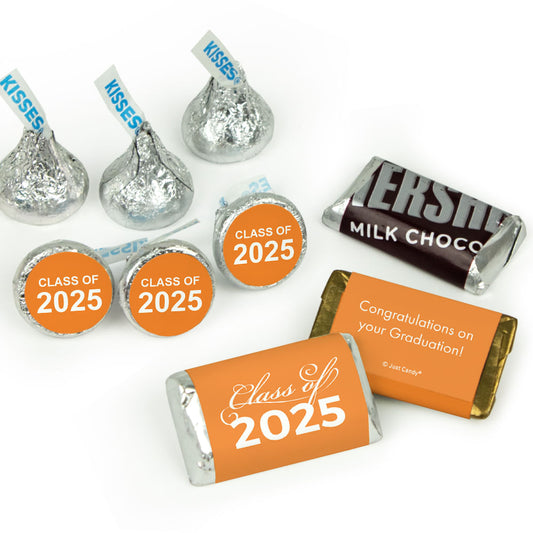 Graduation Orange Candy Hershey's Kisses & Hershey's Miniatures for Party Favors