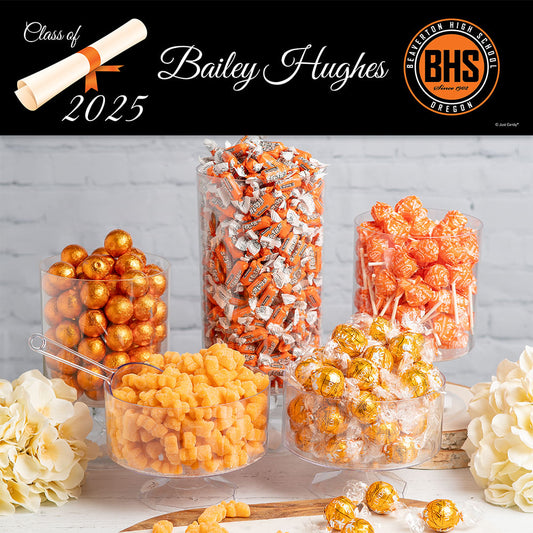 Orange Graduation Diploma Candy Buffet