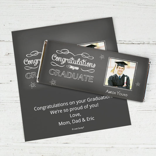 Graduation Personalized Chocolate Bar Wrappers Chalkboard Photo