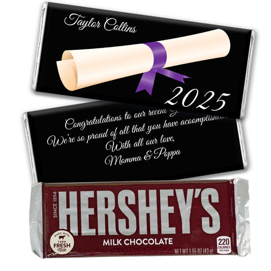 Purple Graduation Personalized Hershey's Milk Chocolate Bar Diploma