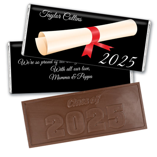 Red Graduation Personalized Embossed Chocolate Bar Diploma