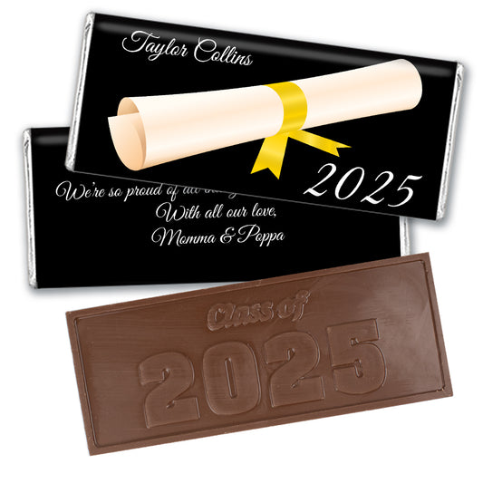 Yellow Graduation Personalized Embossed Chocolate Bar Diploma