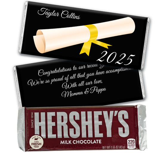 Yellow Graduation Personalized Hershey's Milk Chocolate Bar Diploma