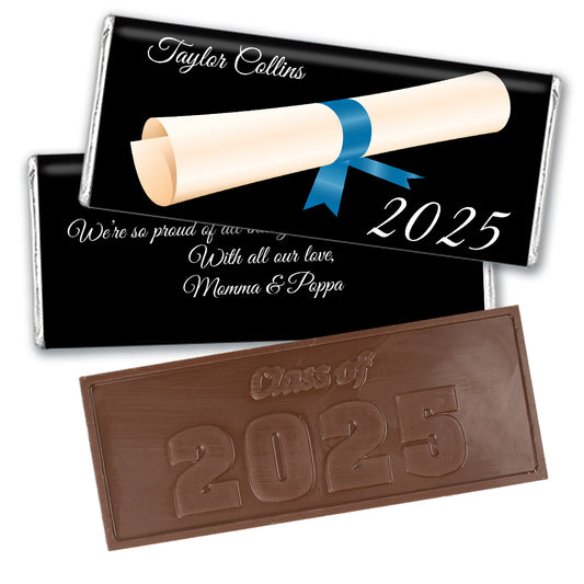 Blue Graduation Personalized Embossed Chocolate Bar Diploma