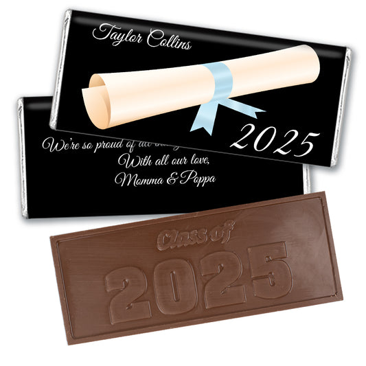 Light Blue Graduation Personalized Embossed Chocolate Bar Diploma