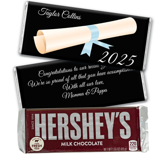 Light Blue Graduation Personalized Hershey's Milk Chocolate Bar Diploma