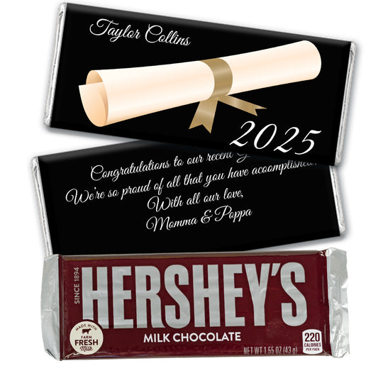 Gold Graduation Personalized Hershey's Milk Chocolate Bar Diploma