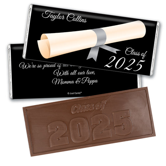 Silver Graduation Personalized Embossed Chocolate Bar Diploma