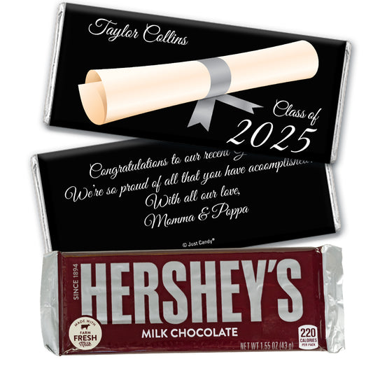 Silver Graduation Personalized Hershey's Milk Chocolate Bar Diploma