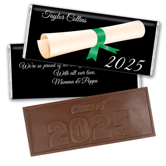 Green Graduation Personalized Embossed Chocolate Bar Diploma